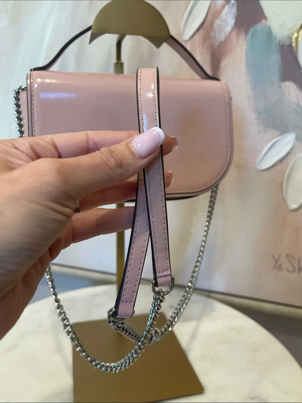 Tory Burch Blush EmersonPatent Leather Chain Crossbody